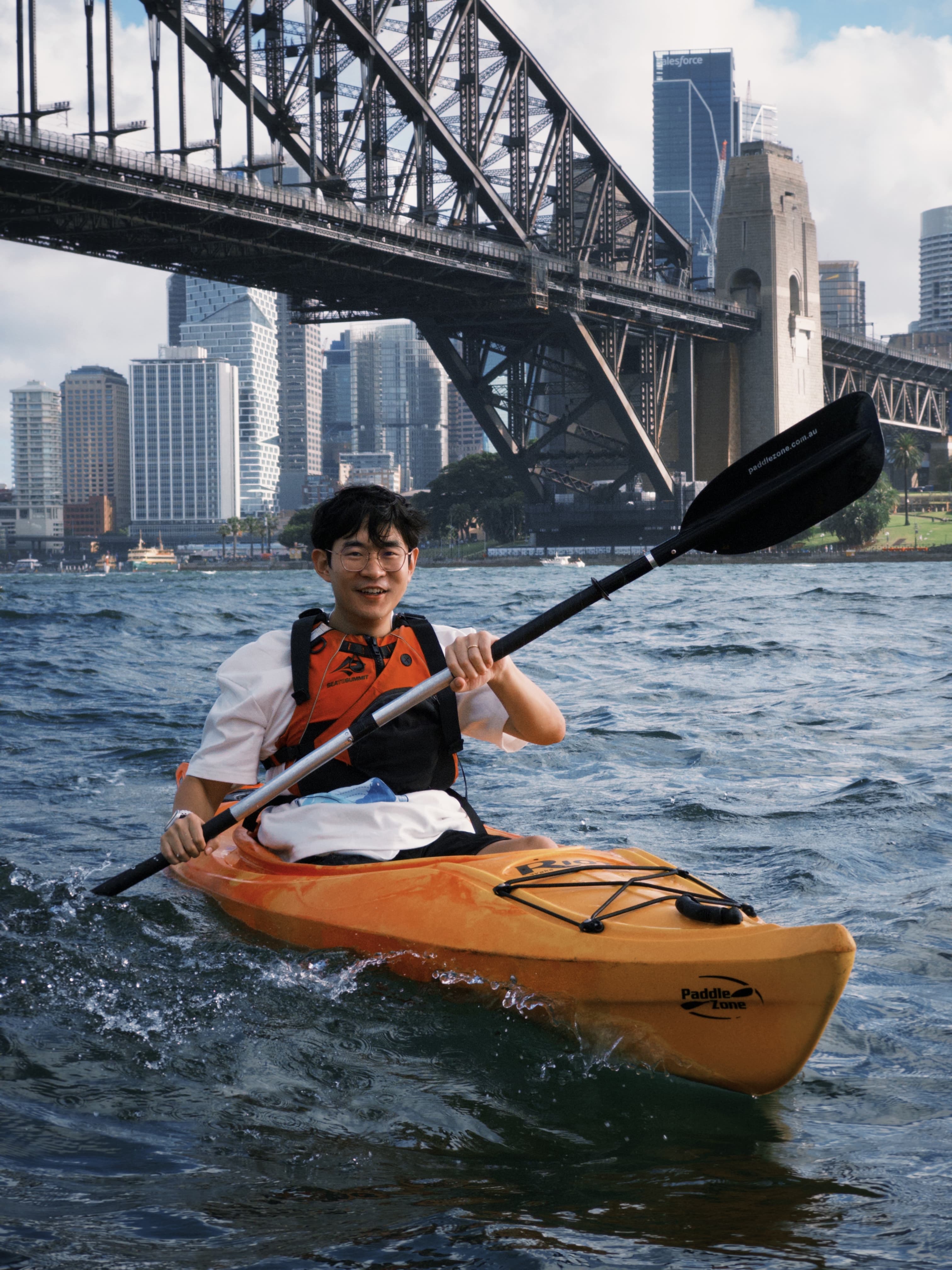 Ning Kang kayaking in Sydney
